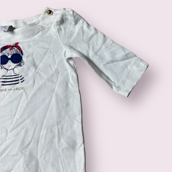 NWT Baby Janie And Jack Girl In Sunglasses White 3/4 Sleeve Top Gold Accents - Picture 4 of 8